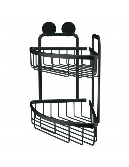 Panier d'Angle de Douche Double - Auto-Adhésif - Noir