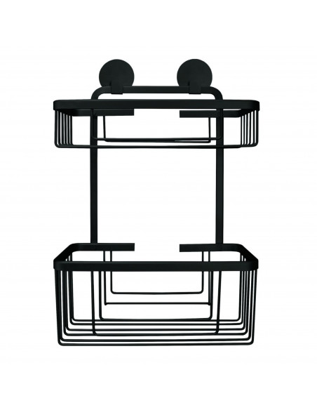 Panier étagère de Douche Double - Auto-Adhésif - Noir