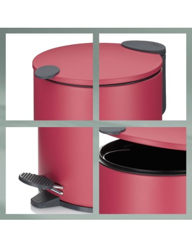 Poubelle Salle de Bain - Mats - 3L Rouge pastel