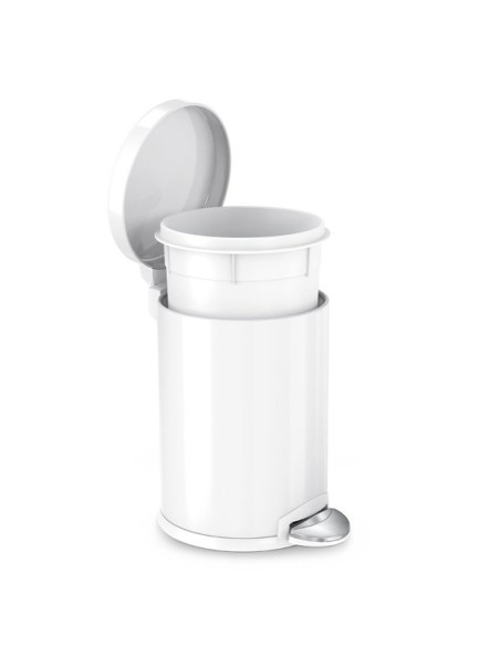 Poubelle Salle de Bain - Anti Traces 4.5L - Inox Blanc