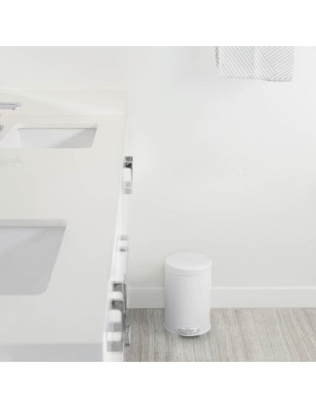 Poubelle Salle de Bain - Anti Traces 4.5L - Inox Blanc
