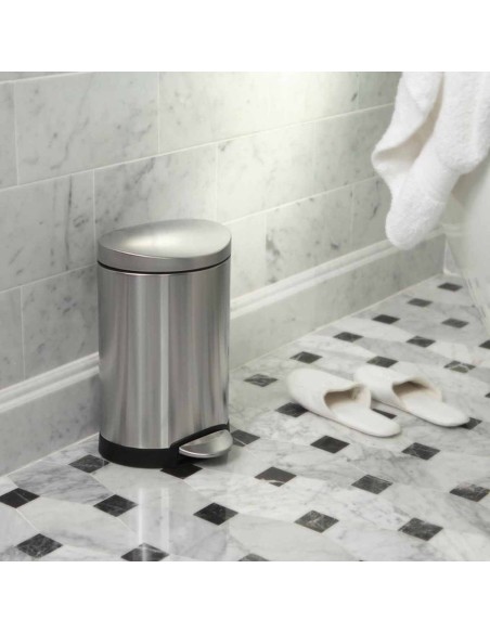 Poubelle Salle de Bain - Compacte 6L - Inox Mat