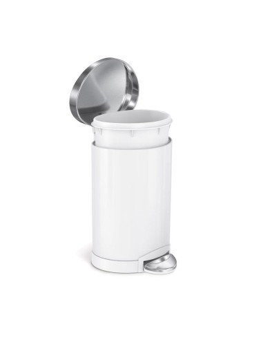 Poubelle Salle de Bain - Compacte 6L - Inox Blanc