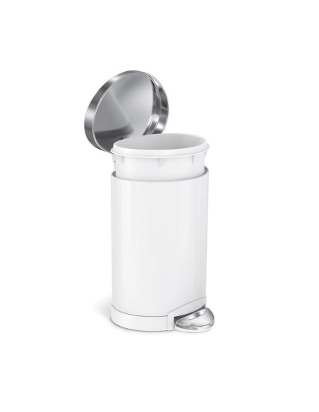 Poubelle Salle de Bain - Compacte 6L - Inox Blanc