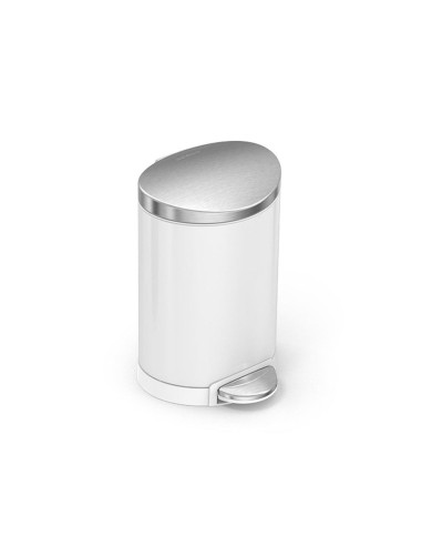 Poubelle Salle de Bain - Compacte 6L - Inox Blanc