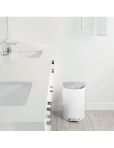 Poubelle Salle de Bain - Compacte 10L - Inox Blanc