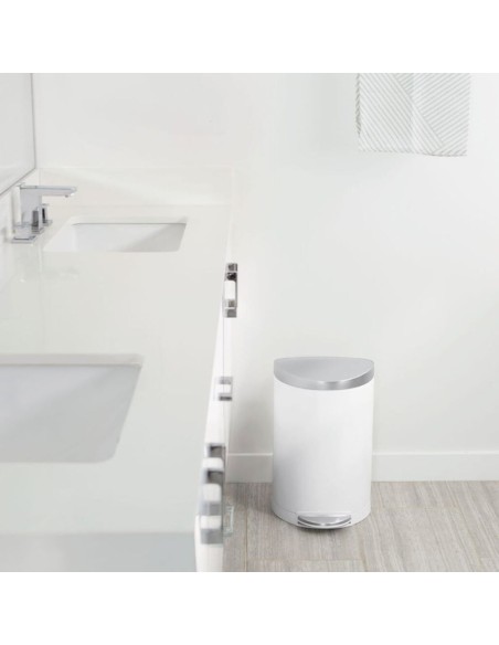 Poubelle Salle de Bain - Compacte 10L - Inox Blanc