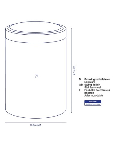 Poubelle à Couvercle Basculant - Ari - 7L -...