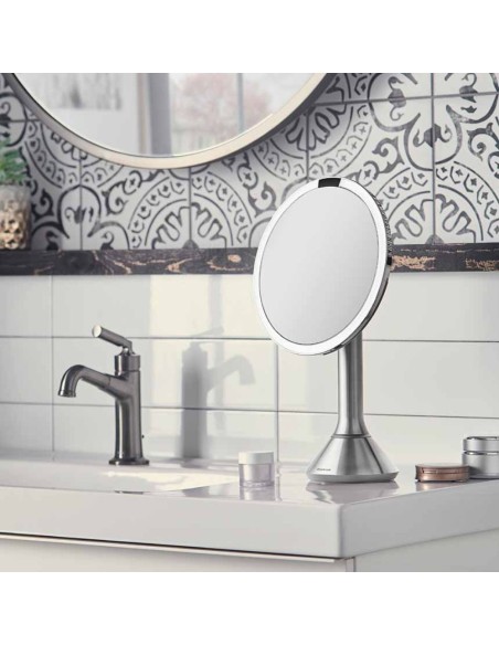 Miroir Grossissant X5 - Lumineux - Rechargeable - Inox Brossé ST3052
