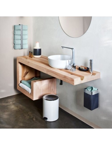 Panier à Linge Mural - Nexio - Inox Poli Brillant / Noir