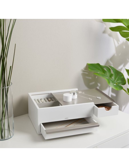 Boîte à Bijoux - Stowit Box - Bois Blanc et Métal Nickel