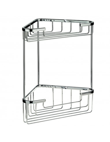 Panier Etagère Double d'Angle de Douche - Brass - Anti Rouille
