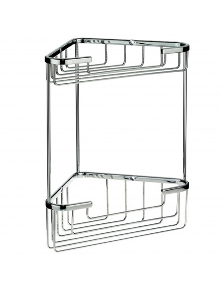Panier Etagère Double d'Angle de Douche - Brass - Anti Rouille