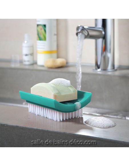Porte Savon et brosse à ongle combiné - Daily Soap 2 en 1 - Turquoise