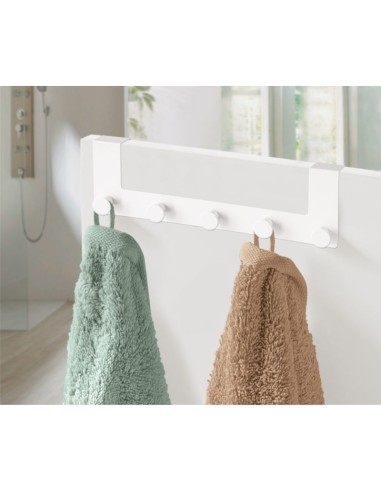 Patère de Porte Strip - 5 Crochets - Blanc
