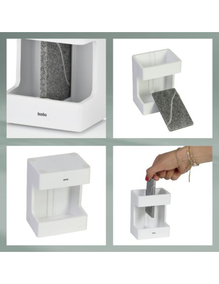 Porte Brosse à Dents Original - Cube - Blanc / Gris