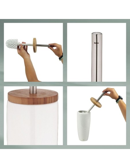 Balayette WC - Natura - Bambou et Céramique Blanche