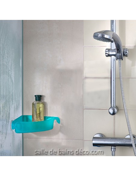 Panier Etagère d'angle à Ventouses - Boks - Turquoise