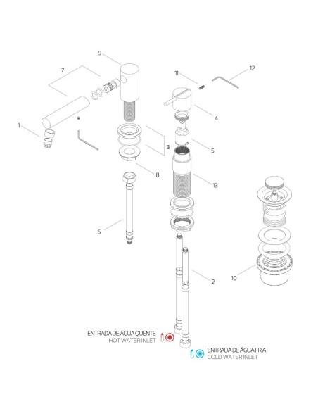 Mitigeur Lavabo 2 Trous - S22 - Inox Brossé