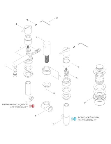 Mitigeur Lavabo 3 Trous - S22 - Inox Brossé