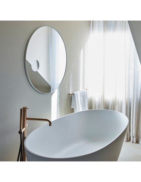 Miroir Rond ⌀85cm - Avec Insert Grossissant x2 - Hoop Zoom White - Deknudt Mirrors