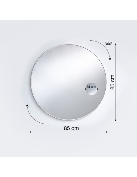 Miroir Rond ⌀85cm - Avec Insert Grossissant x2 - Hoop Zoom White - Deknudt Mirrors