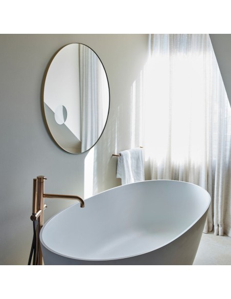 Miroir Rond ⌀85cm - Avec Insert Grossissant x2 - Hoop Zoom Bronze - Deknudt Mirrors
