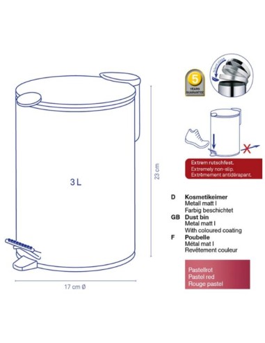Poubelle Salle de Bain - Mats - 3L - Inox Mat