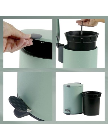 Poubelle Salle de Bain - Mats - 3L - Vert  Pastel