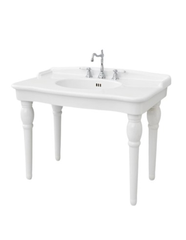 Lavabo sur pieds - Hermitage 112 cm- Pieds céramique - Blanc Brillant