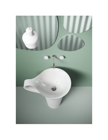 Lavabo colonne - Cup - en Livingtec - Blanc Glossy