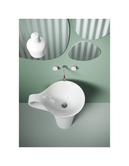 Lavabo colonne - Cup - en Livingtec - Blanc Glossy