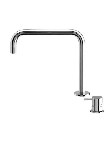 Mitigeur Lavabo 2 Trous - Flow 21cm - Inox Brillant