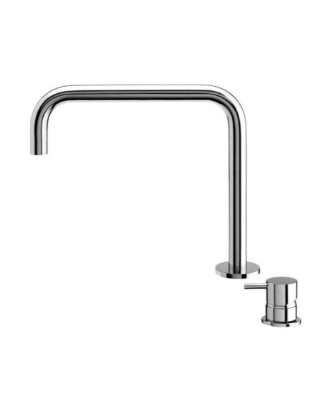 Mitigeur Lavabo 2 Trous - Flow 21cm - Inox Brillant