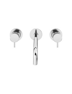 Mitigeur Lavabo Mural 3 Trous - Flow - Inox Brillant - 5...