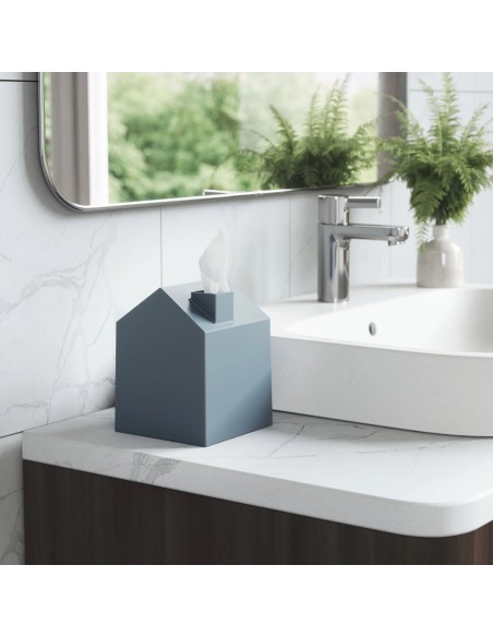 Boite à mouchoirs carrée - Casa - Bleu ardoise