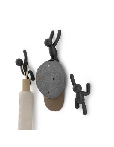 Patère Murale - Buddy Hooks - Noire - Lot de 3
