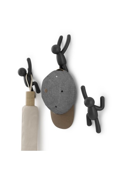 Patère Murale - Buddy Hooks - Noire - Lot de 3