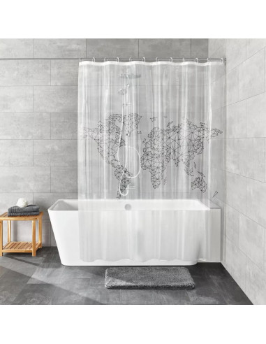 Rideau de Douche - Planisphère - PEVA sans PVC...