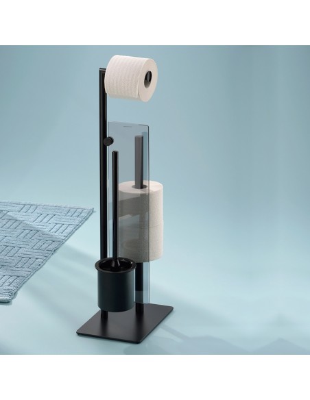 Serviteur WC 3 en 1 - Style - Métal Noir