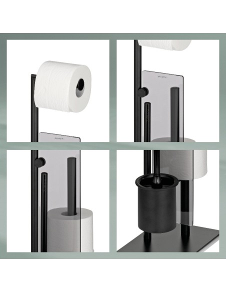 Serviteur WC 3 en 1 - Style - Métal Noir