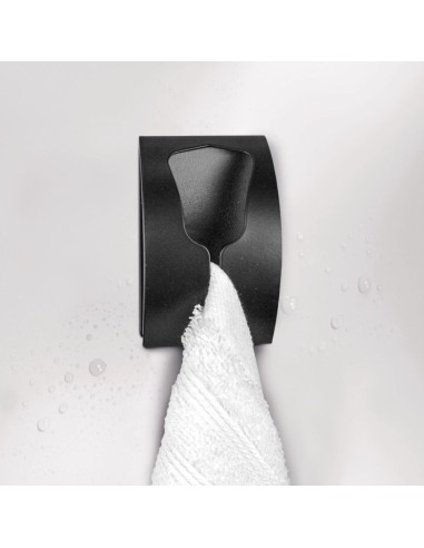 Patère Crochet Tulipe simple - Adhésif - Noir