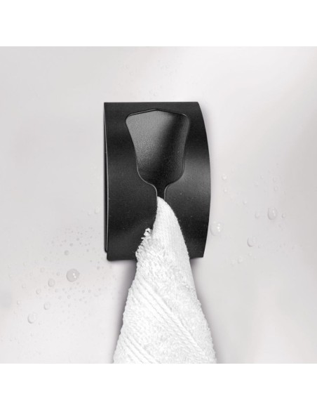 Patère Crochet Tulipe simple - Adhésif - Noir