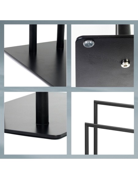 Porte Serviette sur Pied 2 Barres -  Style -  Noir Mat