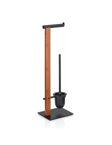 Serviteur WC avec dérouleur et brosse silicone en bambou naturel
