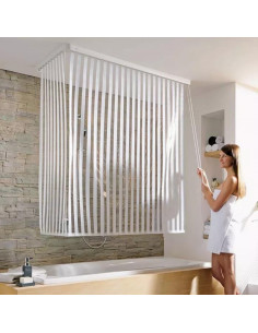 Rideau Baignoire Store d'Angle - Stripes - Avec caisson...