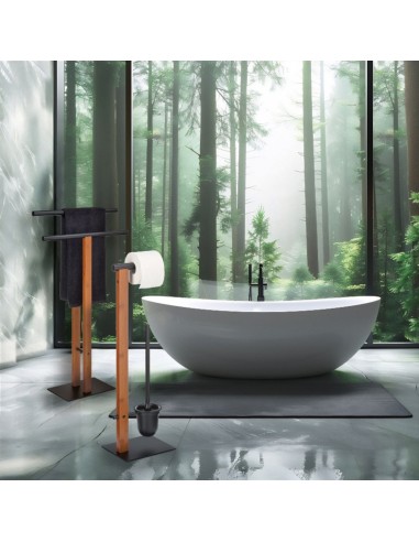 Serviteur WC - Amir - Bambou et Métal noir mat