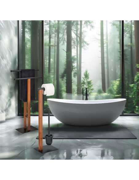 Serviteur WC - Amir - Bambou et Métal noir mat