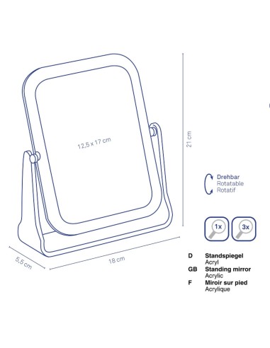 Miroir sur Pied Rotatif Double Face – Fiona -...