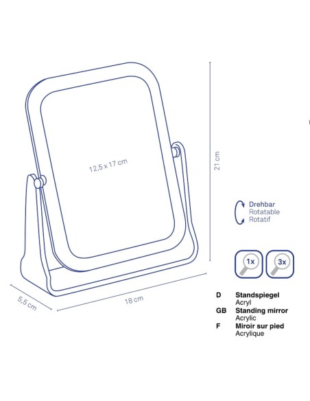 Miroir sur Pied Rotatif Double Face – Fiona - Grossissement x3